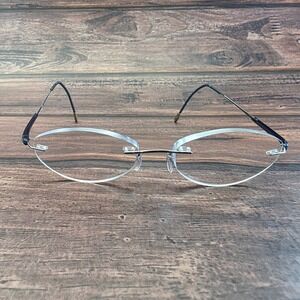 Silhouette 7719 10 6052 Rimless Oval Eyeglasses Silver Black Frame Austria
